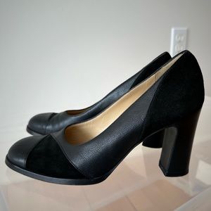 Bottega Black Suede and Leather Heels